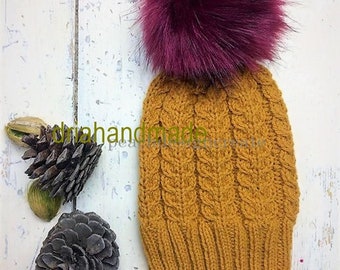 pdf  knitting pattern, ladies women's hat, Aran, beanie style, instant download