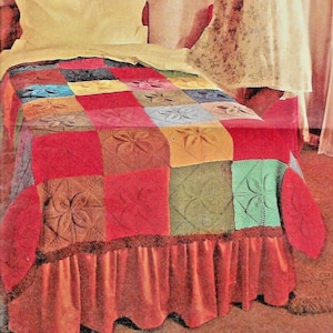 Leaf Design Blanket Knitting Pattern: Patchwork Afghan (PDF Pattern)