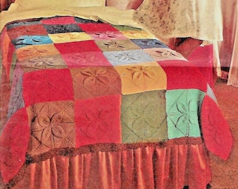 Leaf Design Blanket Knitting Pattern: Patchwork Afghan (PDF Pattern)