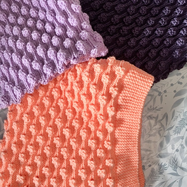 PDF knitting pattern baby blanket popcorn bobble in double knitting