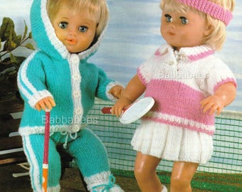 Modèle de tricot PDF pour poupées, vêtements pour poupées, tenue de sport, tennis, téléchargement numérique