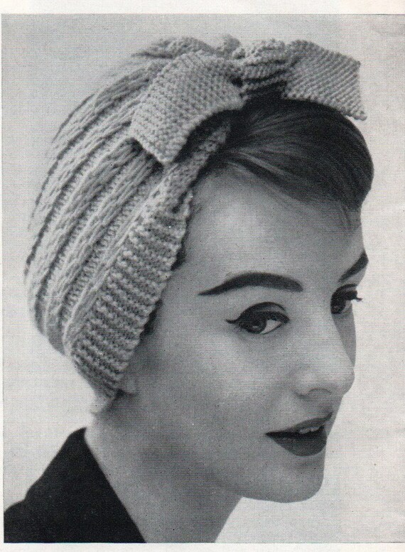 1950's Vintage Knitting Pattern, Ladies Women's Hat, Cap 1950's Vintage Knitting Pattern, Ladies Women's Hat, Cap