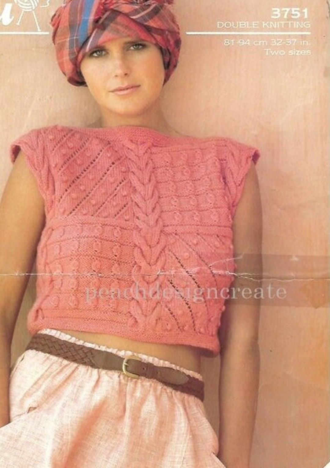 PDF Knitting Pattern, Women's Ladies, Double Knitting Cable Knit Crop