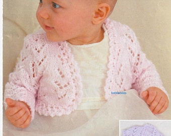 PDF knitting pattern baby girl lacy cardigan bolero  sizes 18-26 in, digital download