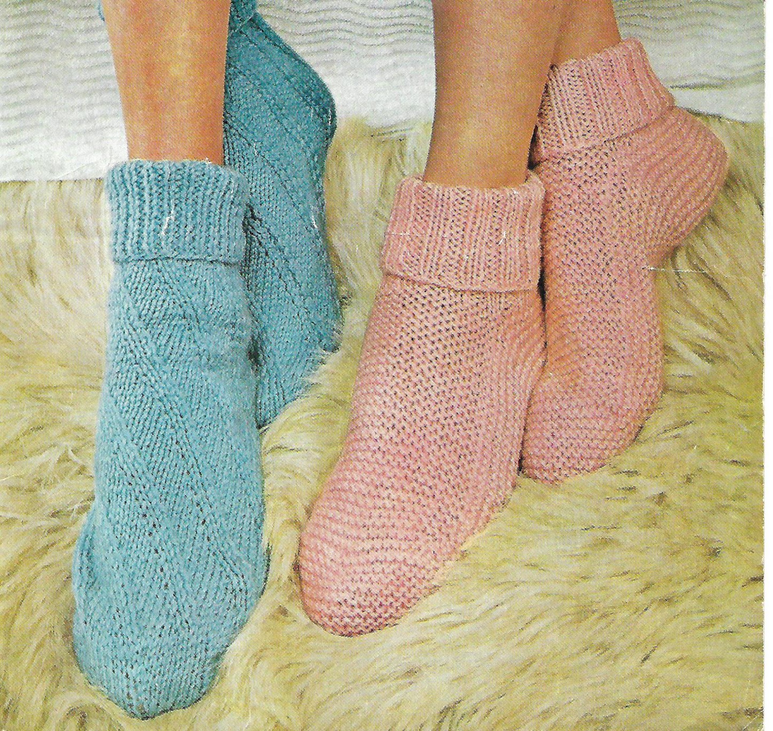 Knitting Pattern Bed Socks Easy Knit Double Knitting Etsy