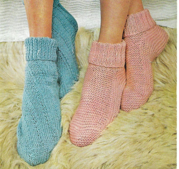 knitting pattern bed socks easy knit double knitting pdf digital download