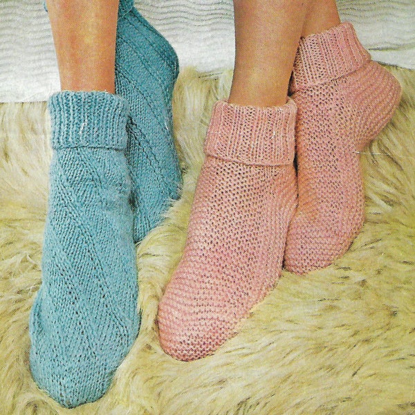 knitting pattern bed socks easy knit, double knitting, pdf, digital download