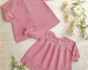 Baby Girl Smock Dress Knitting Pattern: Two Lace Designs (PDF Download)