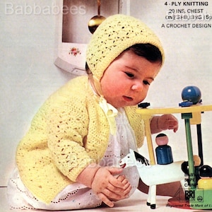 PDF crochet pattern baby girls matinee coat bonnet matinee jacket digital download