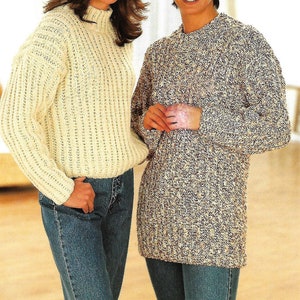 Knitting pattern, women&#39;s ladies Aran jumper, sweater, long, short, easy knit, pdf, digital download, instant download