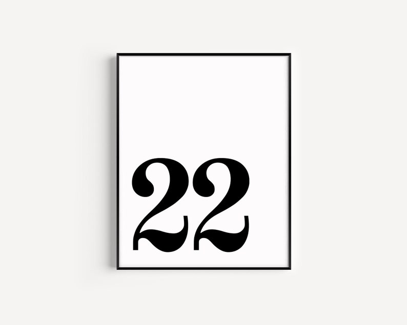 Life Path 22 Minimalist Poster Numerology Scandinavian Print Number Wall Art Number 22 Printable Office Decor