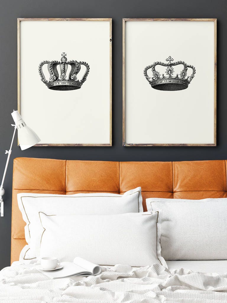 Crown Printables King and Queen Art Set of 2 Prints His - Etsy