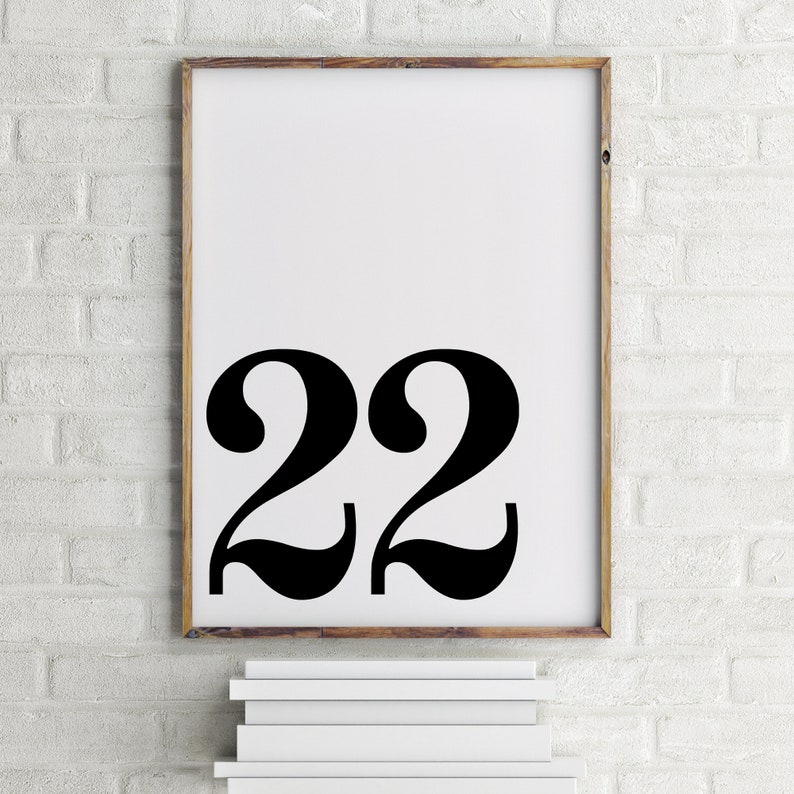 Life Path 22 Minimalist Poster Numerology Scandinavian Print Number Wall Art Number 22 Printable Office Decor