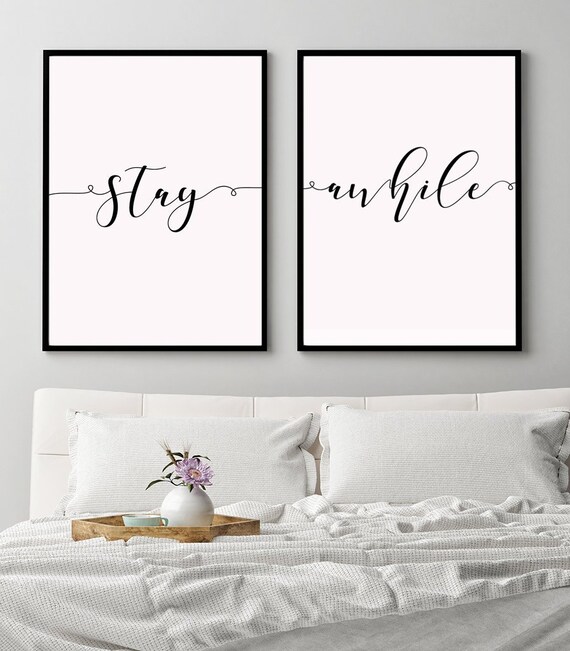 Stay Awhile Wall Art Modern Farmhouse Wall Gallery Set | Etsy