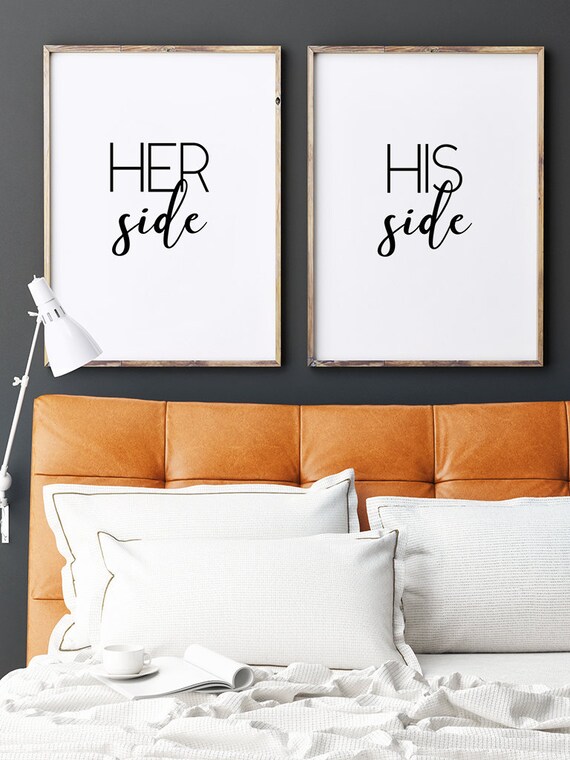 His Side Her Side Couple Wall Art Master Bedroom Art Gift For Her Printable Art