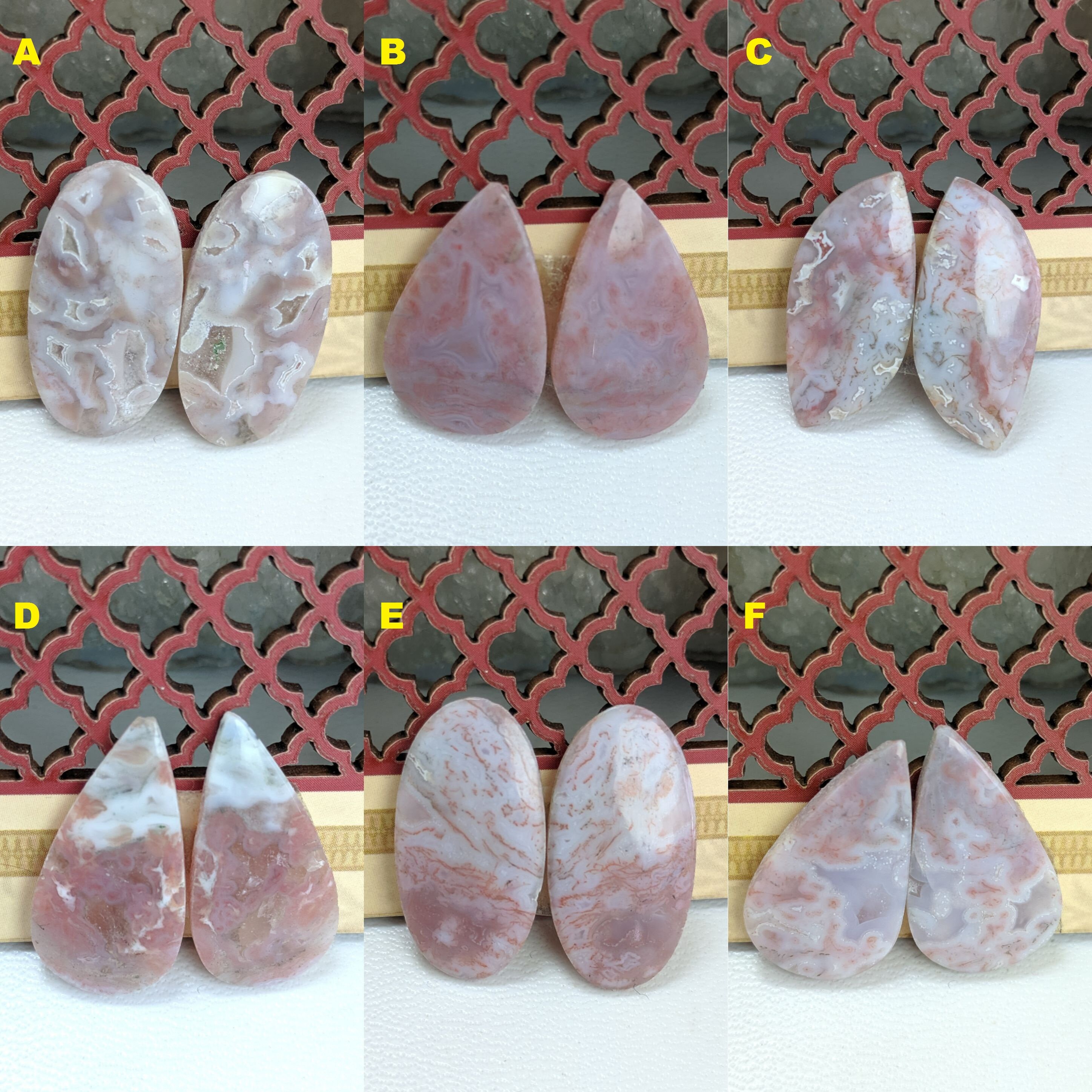 Pink Moss Agate 2 Pieces Matched Pair CabochonNew Moss Agate | Etsy