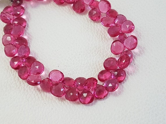 8 Inches Strand Size 12mm Pink Tourmaline Quartz  Faceted Pear Briolettes