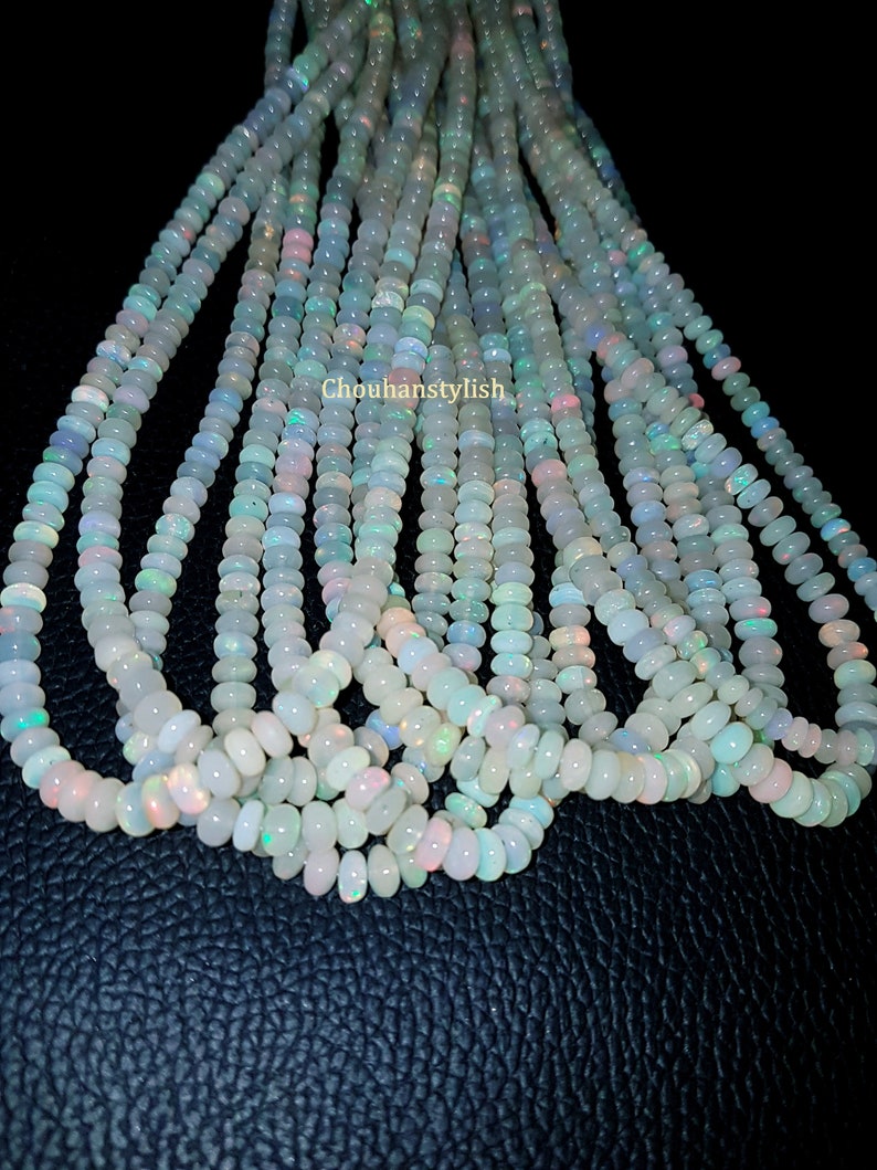 Ethiopian Opal Smooth Beads,Welo Flash Multi Fire Opal Rondelle Beads,High Polish Opal Necklace,Fire Jewelry Stone Beads,4-5.5mm,8 AAA