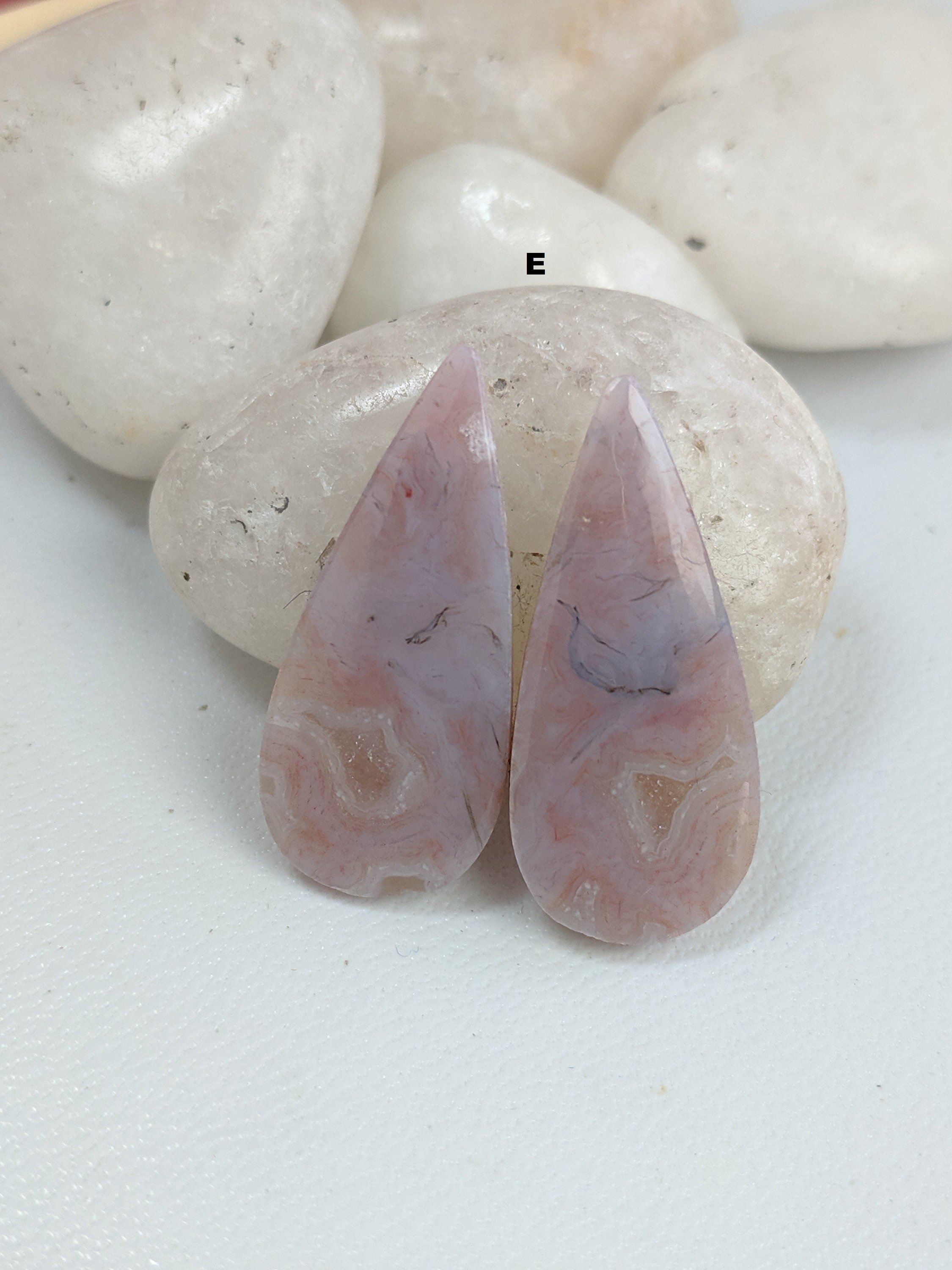 Natural Pink Moss Agate 2 Pieces Matched Pair CabochonNew | Etsy