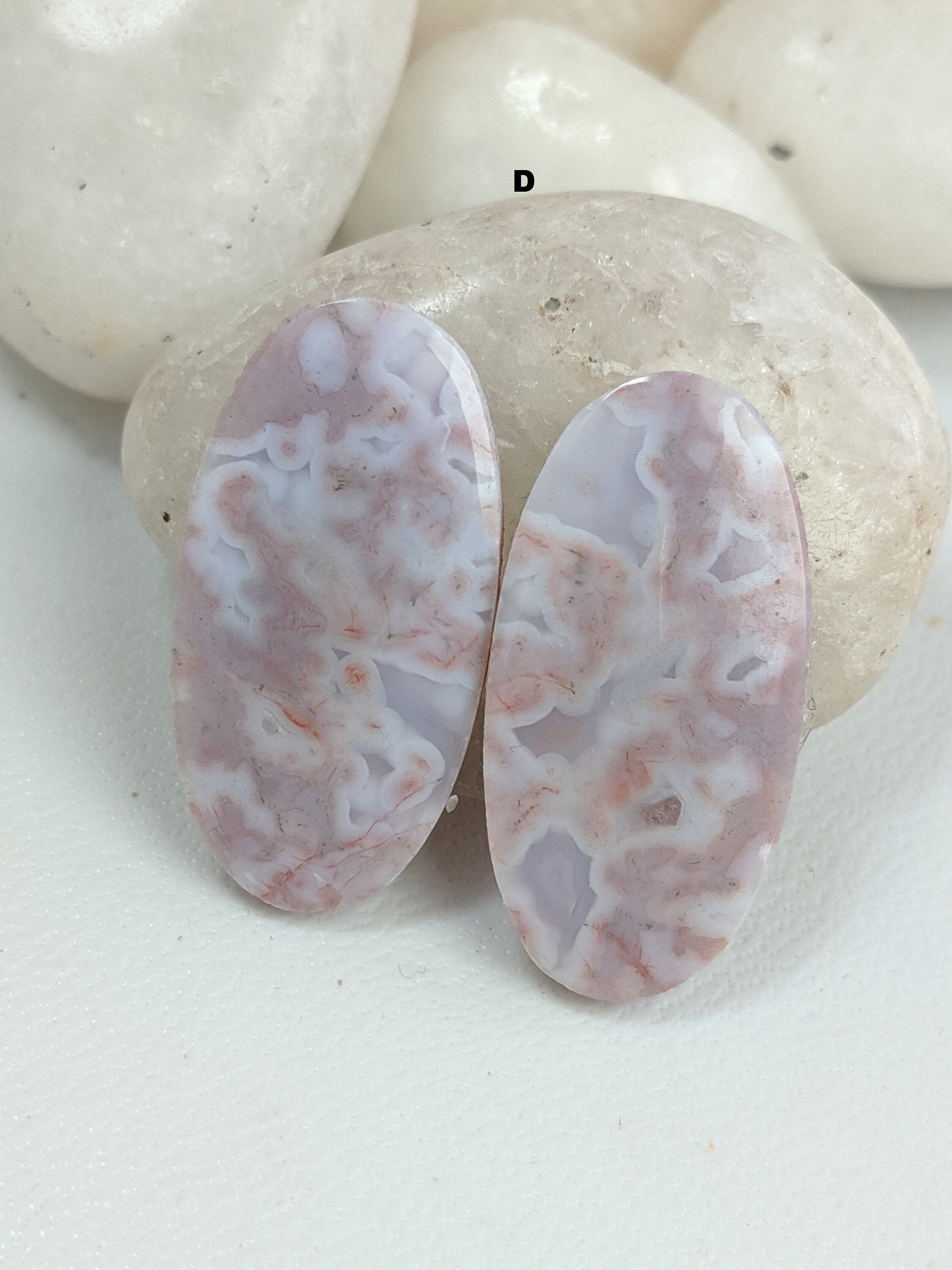 Natural Pink Moss Agate 2 Pieces Matched Pair CabochonNew | Etsy