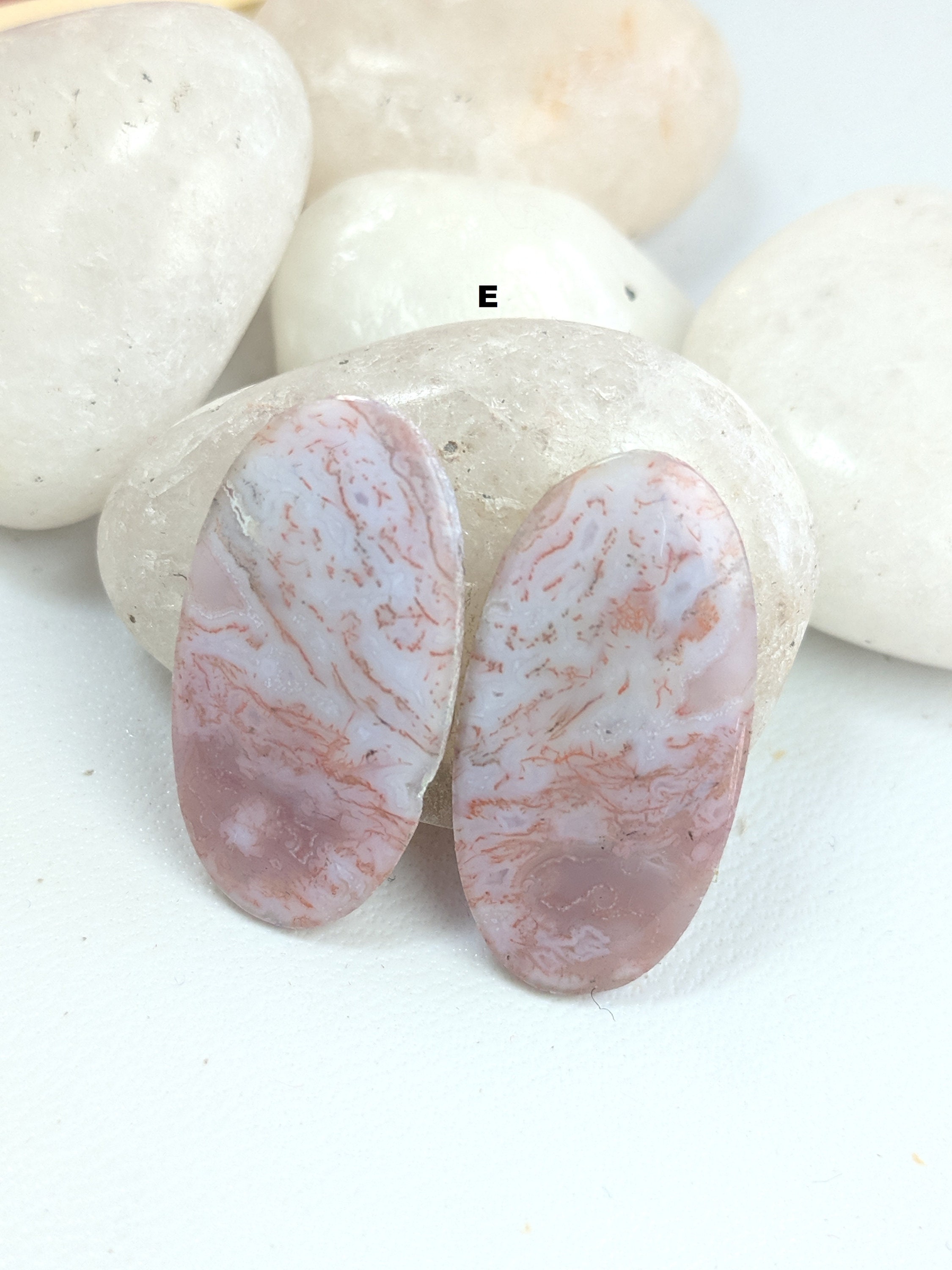 Pink Moss Agate 2 Pieces Matched Pair CabochonNew Moss Agate | Etsy