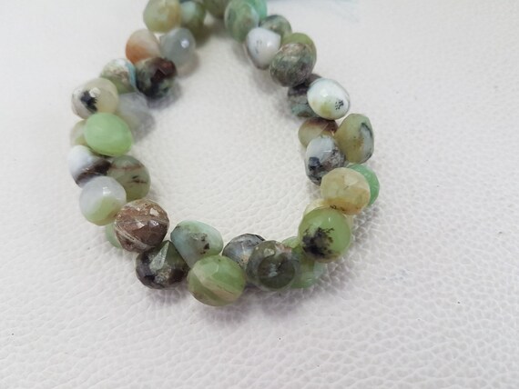 3244 Natural Chrysoprase faceted Onion shape beads Gemstone 8X9 mm to 10X10 mm Approx size Onion 5 inch strand approx M No.
