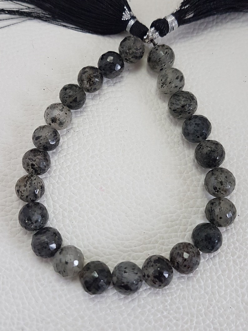 Black Moss agate Faceted Rondelles balls beads,AAA Black Moss agate Faceted Rondelles balls beads Briolettes,7-9 mm,8 Inch Strand