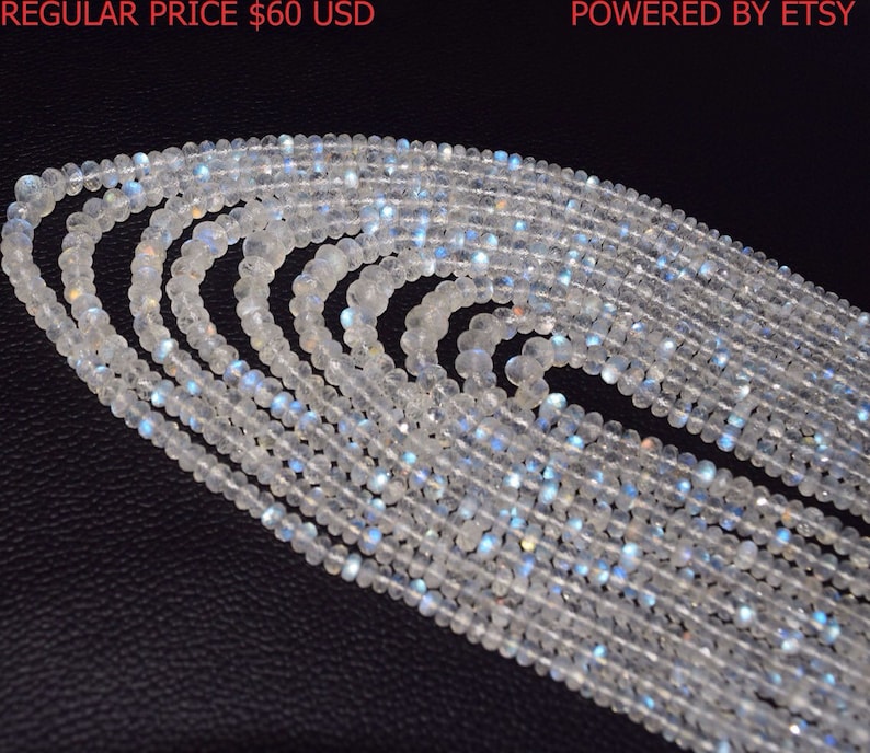 30/% Discount Natural Rainbow Moonstone Faceted rondelle Beads 3.5-9.5 MM Size aaa Grade Quality 18 INCHES STRAND
