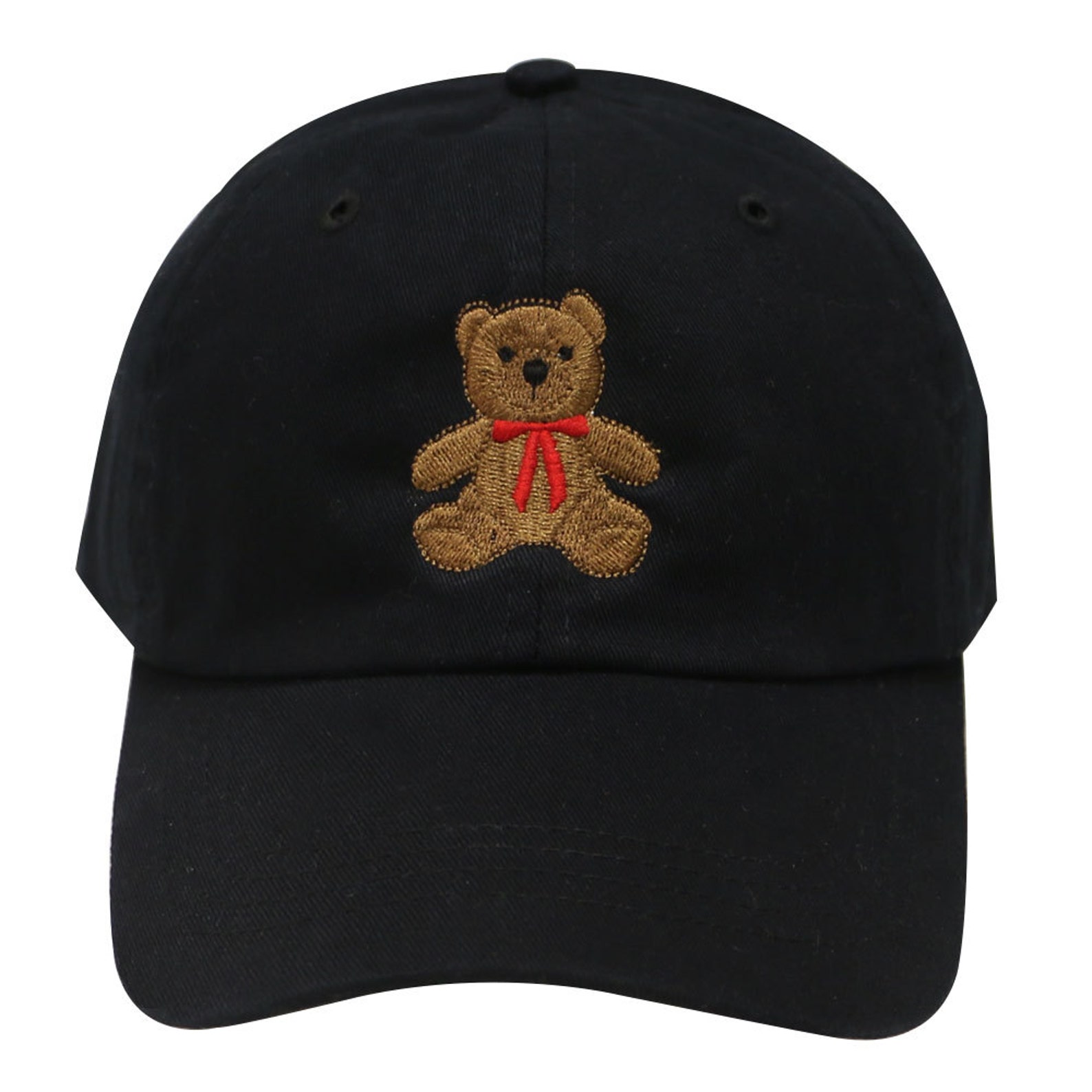 Capsule Design Teddy Bear Cotton Baseball Dad Cap Black Etsy
