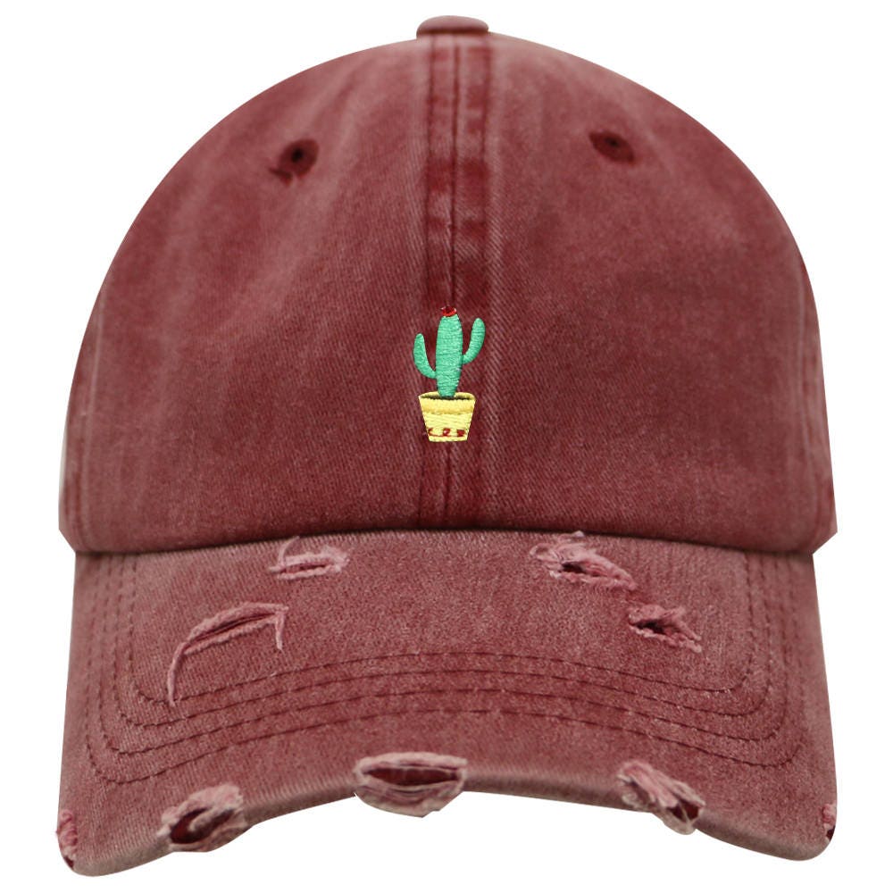 Capsule Design Cute Cactus Vintage Ripped Cotton Baseball Caps | Etsy