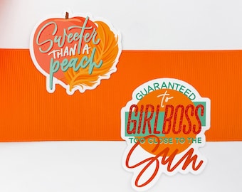 Peach/Girlboss Combo or Single Sticker, Vinyl