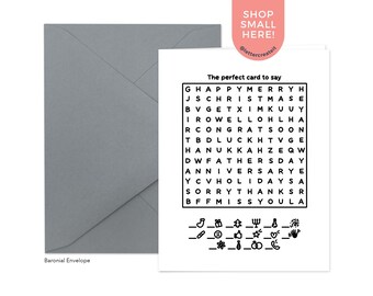 Any Occasion Card - Blank Inside, Multi Word Search Greeting Card
