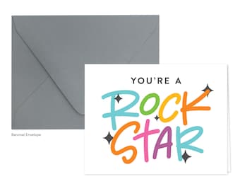Rock Star Greeting Card - Blank Inside, Thank You Card