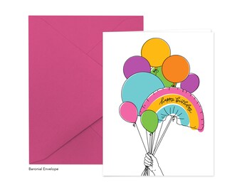 Birthday Balloons Greeting Card - Blank Inside
