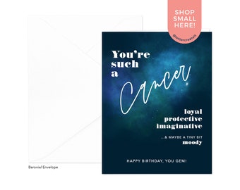 Cancer Astrology Birthday Card - Blank Inside, Horoscope, Zodiac Sign