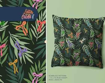 Palm Ribbons Seamless Pattern