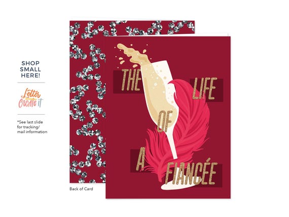Life of a Fiancée Greeting Card - Blank Inside, Congrats, Engagement Card