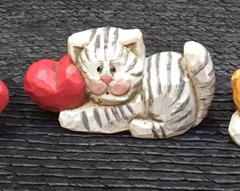 Red Hot,Cat Love,Cat Heart,White Cat Gift,Black Cat Gift,Kitty Cat,Cat Figurine,Kitty,Little Cats,Cat Lover,Cat Owner,Ceramic Cats,Little Ca