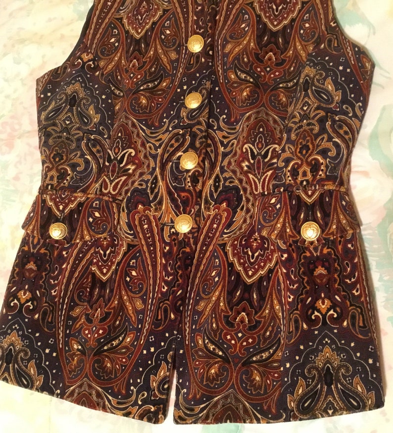 Women Vest,Vintage Vest,Woman Vest,Vintage Vest for Women, Paisley Clothing,Marooned Clothing,90s Vest,Burgundy Clothing,Vest Gift, image 2