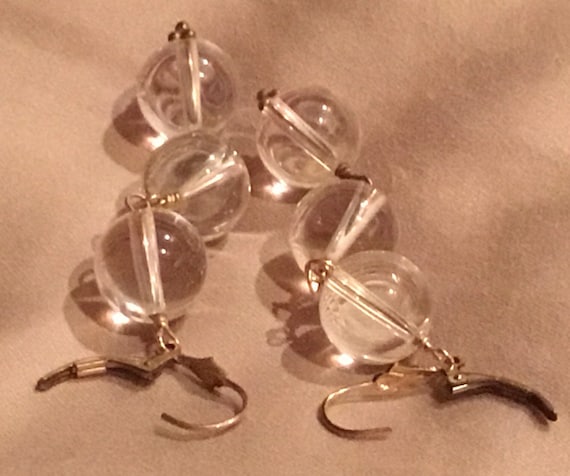 Clear Beaded Earrings,Round Dangle Earrings,Clear… - image 8