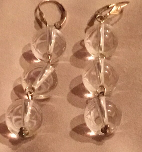 Clear Beaded Earrings,Round Dangle Earrings,Clear… - image 9