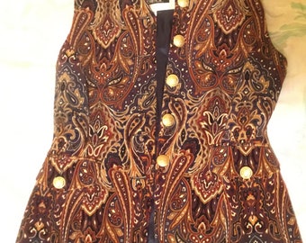 Women Vest,Vintage Vest,Woman Vest,Vintage Vest for Women, Paisley Clothing,Marooned Clothing,90’s Vest,Burgundy Clothing,Vest Gift,