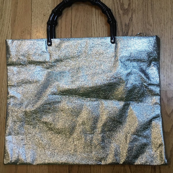 Silver Bling,Girls Best Friend,Top Handle Bag,Silver Handbag,Bamboo Gift,Girlfriend Bag,Bling Bag,Bling Purse,Top Handle Purse,Square Bag,