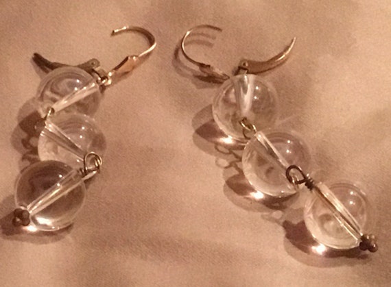 Clear Beaded Earrings,Round Dangle Earrings,Clear… - image 7