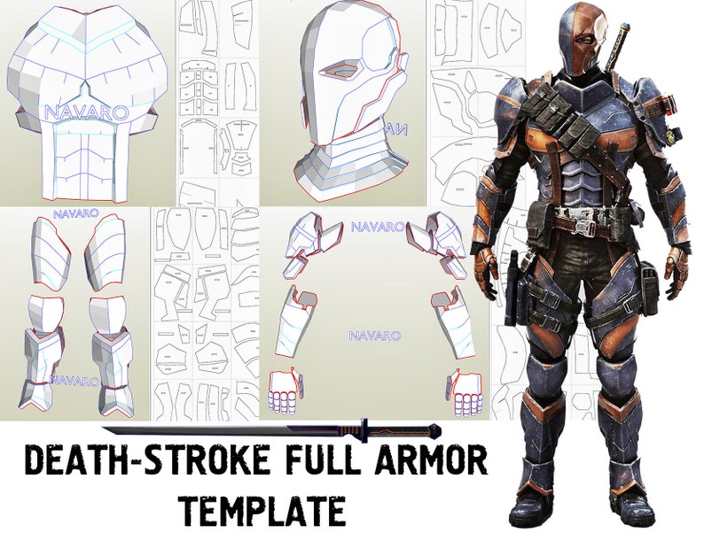 DeathStroke Armor - Printable Template Eva Foam + Sword Template / Habit - DeathStroke Cosplay - DeathStroke Helmet / Armor - Pepakura image relating to Sword Template Printable identify DeathStroke Armor - Printable Template Eva Foam + Sword Template / Practice - DeathStroke Cosplay - DeathStroke Helmet / Armor - Pepakura