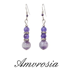 Lila Achat Ohrringe, Amethyst Ohrringe, Naturstein Ohrringe, Edelstein Ohrringe, Violet Achat Ohrringe, Heilstein Ohrringe, Muttertag