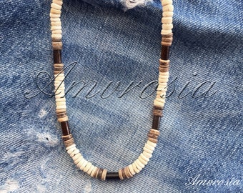 Surfer Style Necklace - Necklace For Men - Coconut Necklace - Boho - Wooden Necklace - Women Necklace- Men’s Beaded Necklace - Coconut Shell