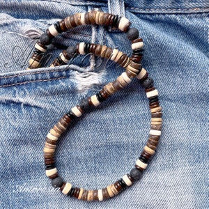 Surfer stijl ketting - kokosnoot ketting - heren kralen ketting - boho choker - houten ketting - tribale sieraden - inheemse ketting - surfen
