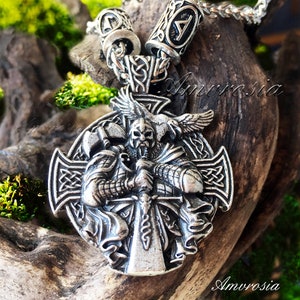 Viking Pendant - Viking Cross Necklace - Futhark Rune Necklace - Norse Jewelry - Nordic Runic Jewelry - Scandinavian Pendant - Protection