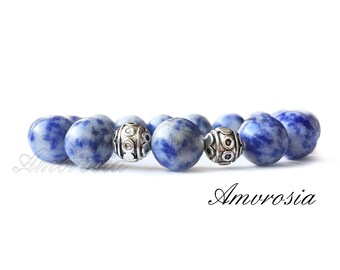 10 mm sodalite beads  - Sodalite bracelet - Gemstone bracelet - Beaded bracelet - Valentine's day gift - Mala bracelet - Chakra bracelet
